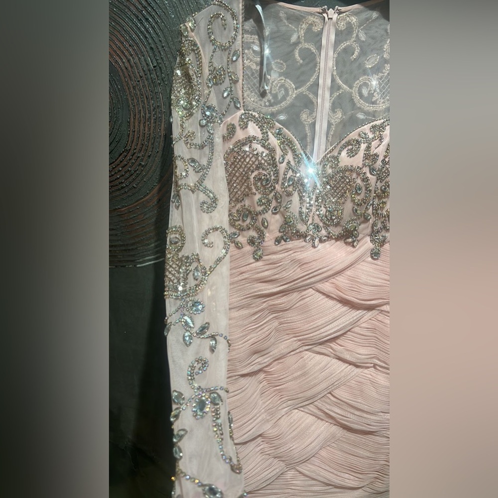 NWT Jovani Light Pink Embellished Long Sleeve Dress size 16 - Picture 4 of 12